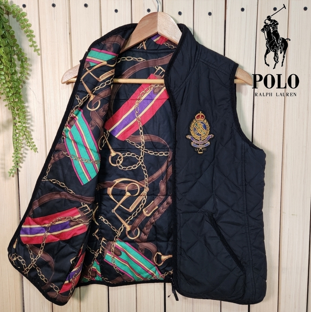 Ralph Lauren LRL Reversible Womens Vest. Vintage Size M Equestrian Horse Bit